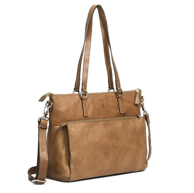 Adax Napoli Malia Skinn Laptop Skulderveske 14" Cognac-Veske-BagBrokers