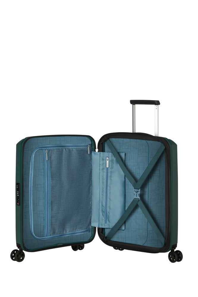 American Tourister AEROSTEP ekspanderende kabinkoffert 55 cm Dark Forest-Harde kofferter-BagBrokers