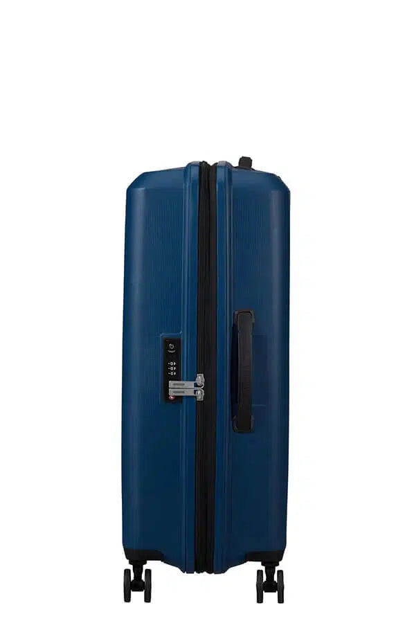 American Tourister AEROSTEP medium utvidbar koffert 67 cm Navy Blue-Harde kofferter-BagBrokers