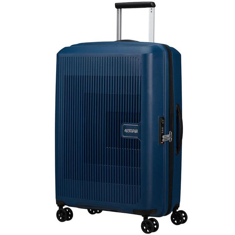 American Tourister AEROSTEP medium utvidbar koffert 67 cm Navy Blue-Harde kofferter-BagBrokers