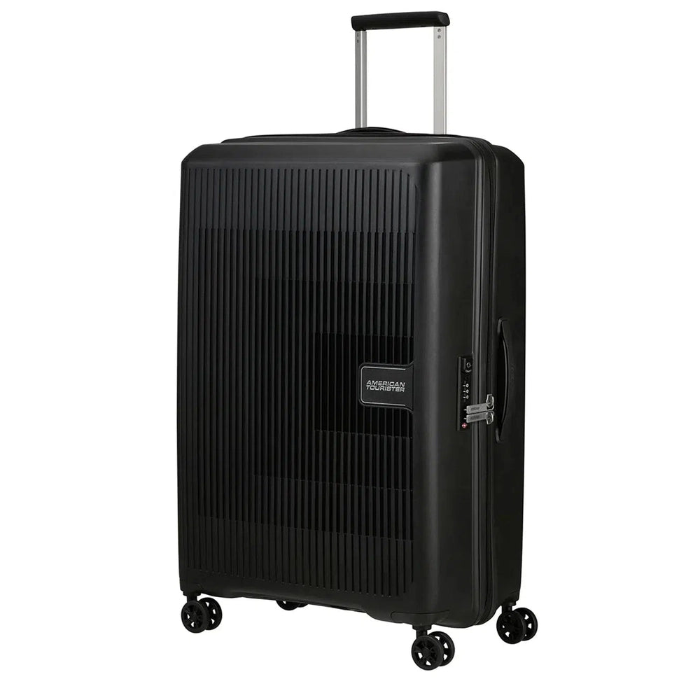 American Tourister AEROSTEP stor utvidbar koffert 77 cm Black-Harde kofferter-BagBrokers