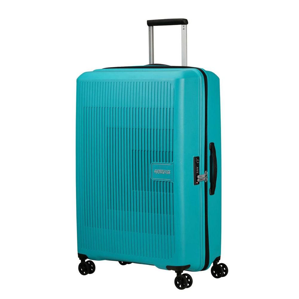 American Tourister AEROSTEP stor utvidbar koffert 77 cm Turquoise-Harde kofferter-BagBrokers