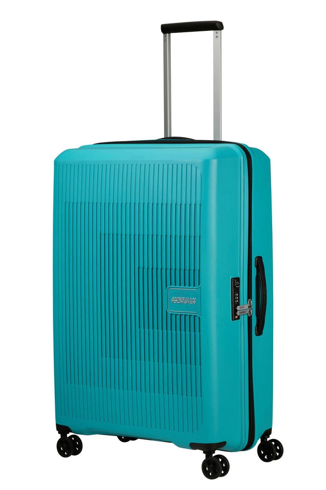 American Tourister AEROSTEP stor utvidbar koffert 77 cm Turquoise-Harde kofferter-BagBrokers