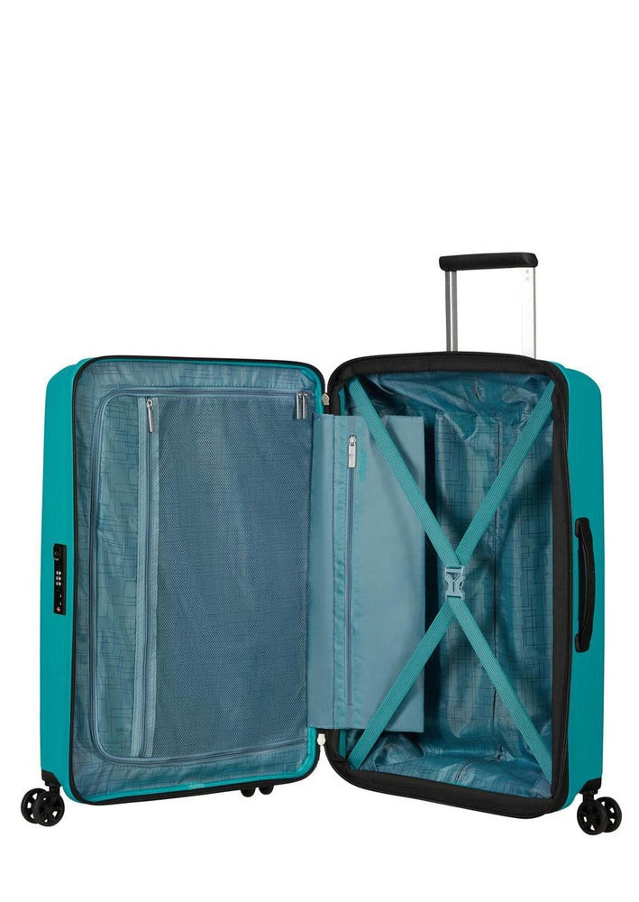 American Tourister AEROSTEP stor utvidbar koffert 77 cm Turquoise-Harde kofferter-BagBrokers