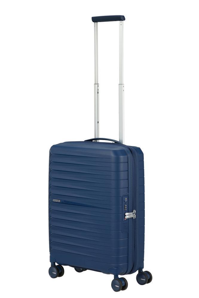American Tourister FastForward ekspanderende kabinkoffert 55 cm Navy-Harde kofferter-BagBrokers