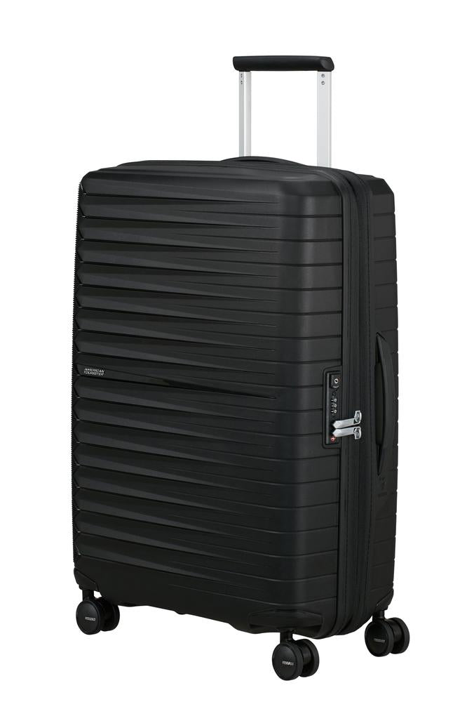 American Tourister FastForward ekspanderende medium koffert 68 cm Flash Black-Harde kofferter-BagBrokers