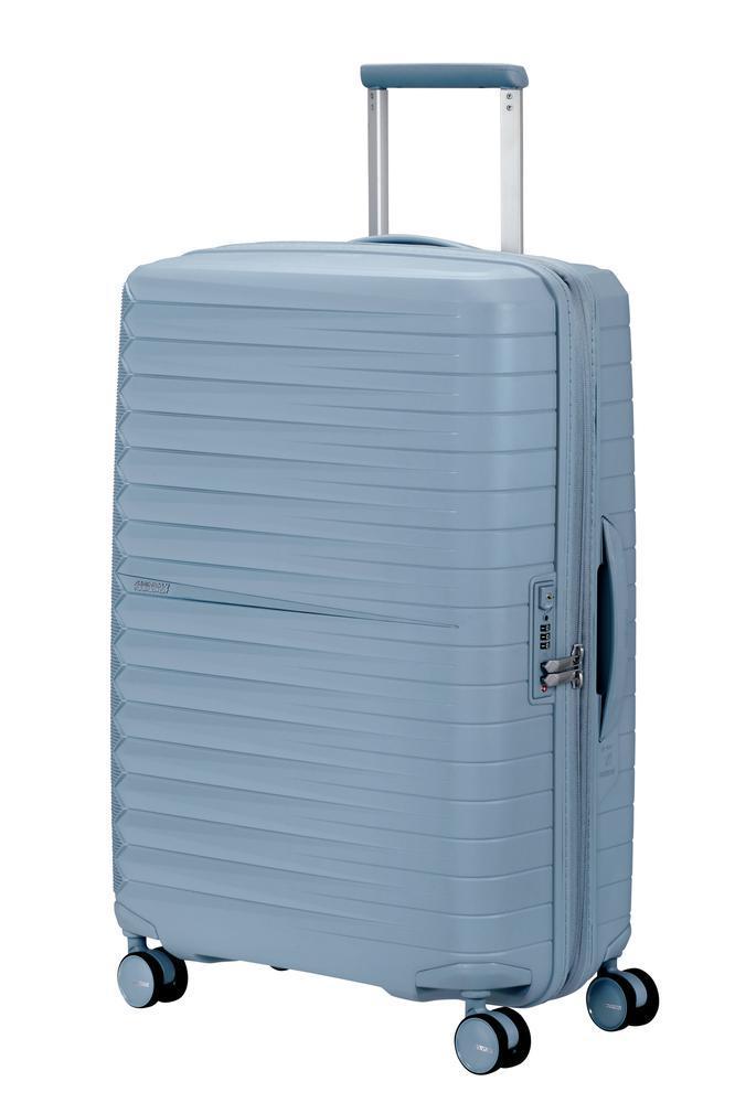 American Tourister FastForward ekspanderende medium koffert 68 cm Steel Blue-Harde kofferter-BagBrokers