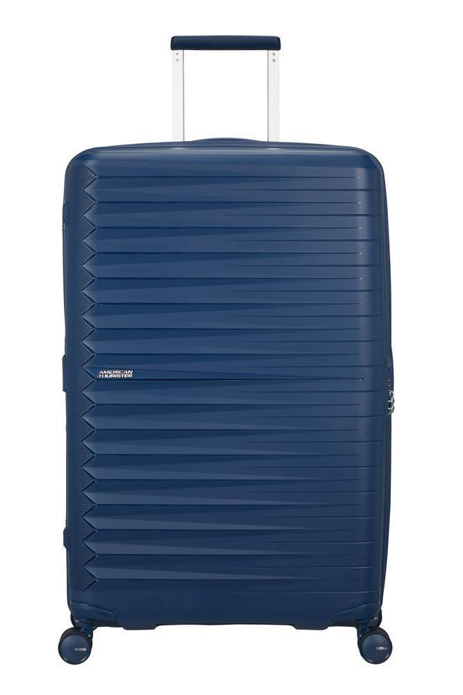 American Tourister FastForward ekspanderende stor koffert 78 cm Navy-Harde kofferter-BagBrokers