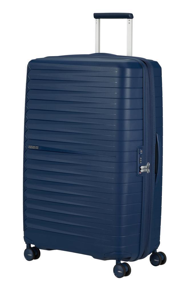 American Tourister FastForward ekspanderende stor koffert 78 cm Navy-Harde kofferter-BagBrokers