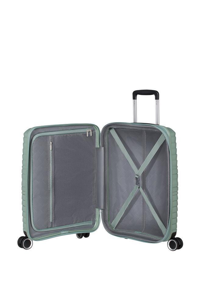 American Tourister Flytwist ekspanderende kabinkoffert 55 cm Botanic Green-Harde kofferter-BagBrokers