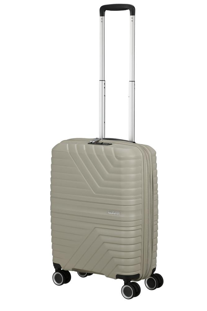 American Tourister Flytwist ekspanderende kabinkoffert 55 cm Sandstone-Harde kofferter-BagBrokers