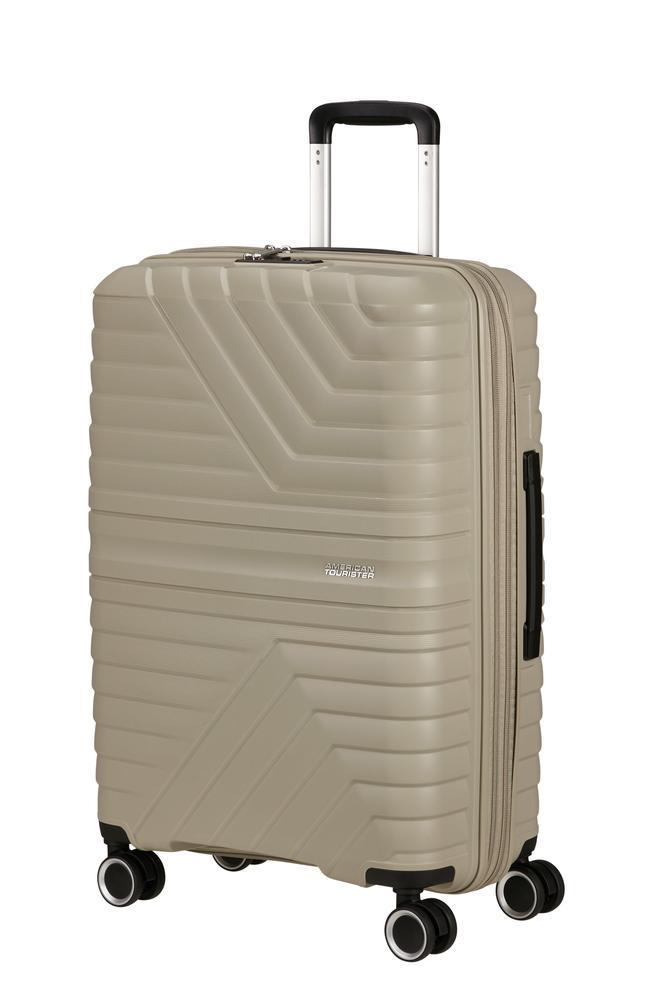 American Tourister Flytwist ekspanderende medium koffert 67 cm Sandstone-Harde kofferter-BagBrokers