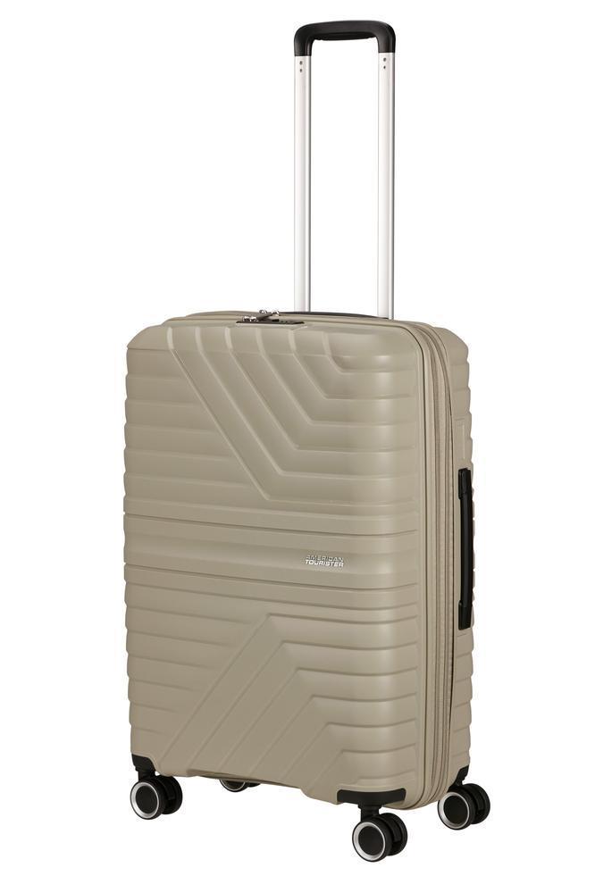 American Tourister Flytwist ekspanderende medium koffert 67 cm Sandstone-Harde kofferter-BagBrokers
