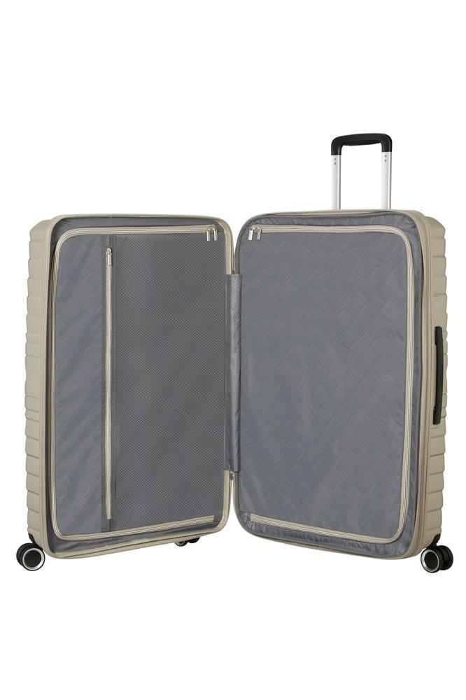 American Tourister Flytwist ekspanderende stor koffert 78 cm Sandstone-Harde kofferter-BagBrokers