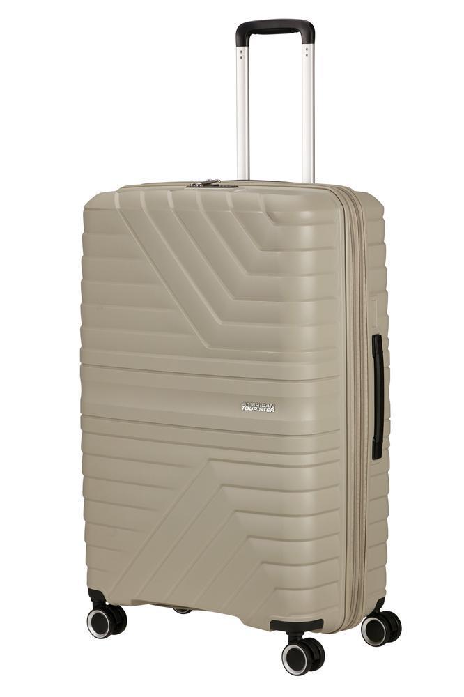 American Tourister Flytwist ekspanderende stor koffert 78 cm Sandstone-Harde kofferter-BagBrokers