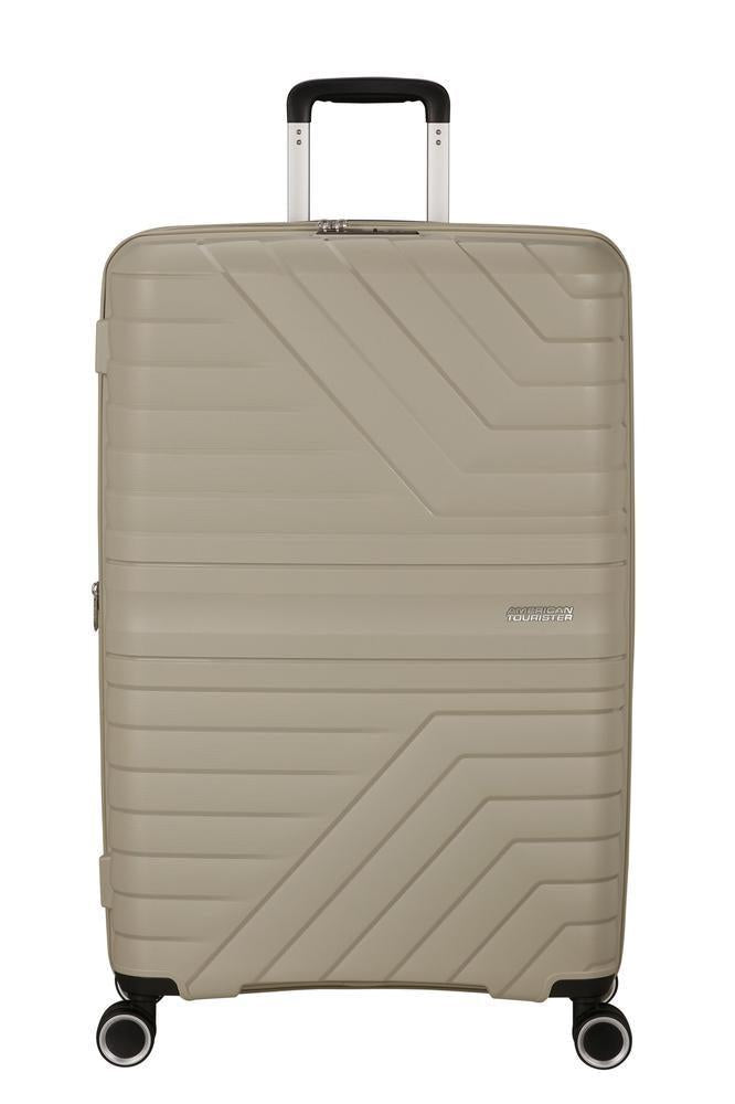American Tourister Flytwist ekspanderende stor koffert 78 cm Sandstone-Harde kofferter-BagBrokers
