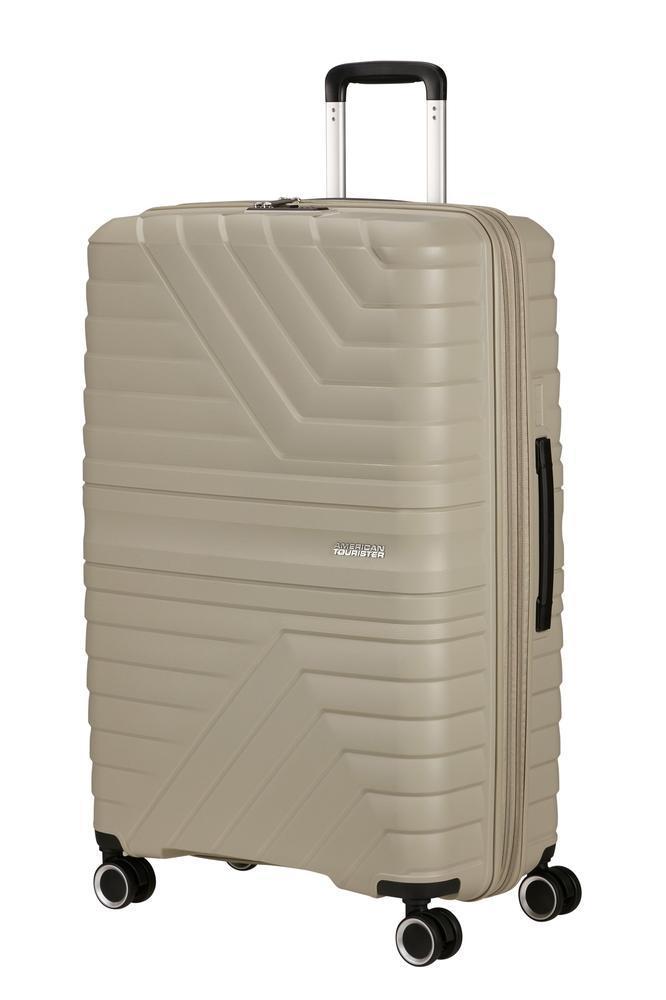 American Tourister Flytwist ekspanderende stor koffert 78 cm Sandstone-Harde kofferter-BagBrokers