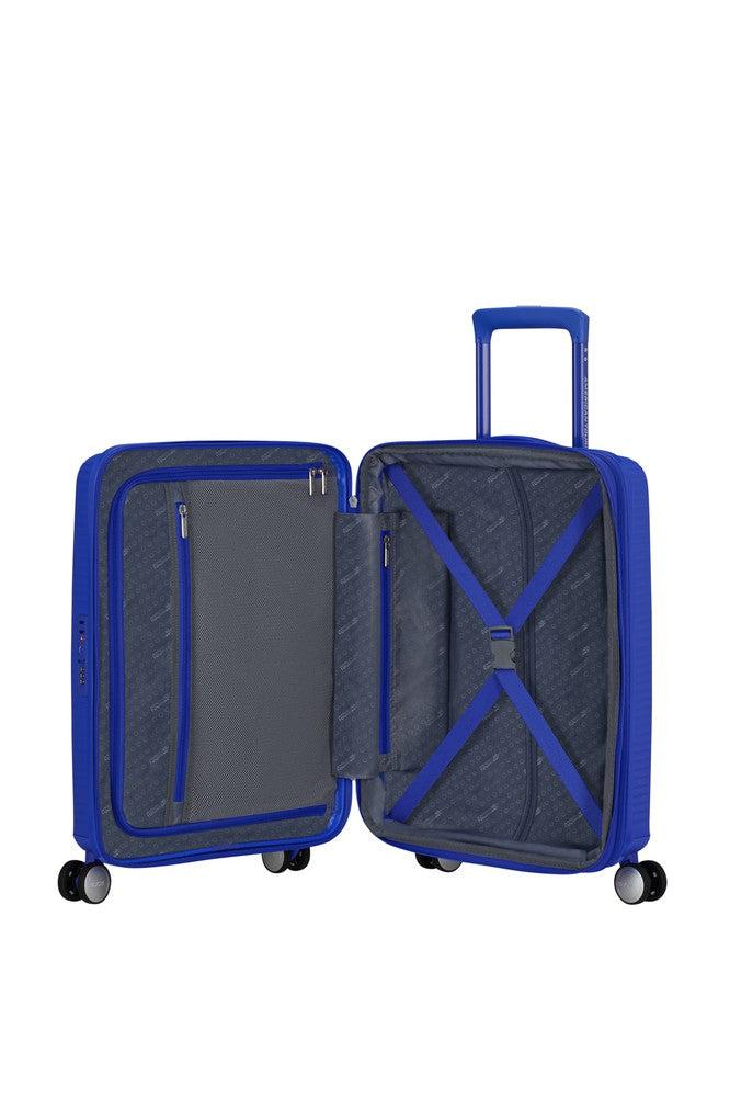 American Tourister Soundbox ekspanderende kabinkoffert 55 cm Cobalt Blue-Harde kofferter-BagBrokers