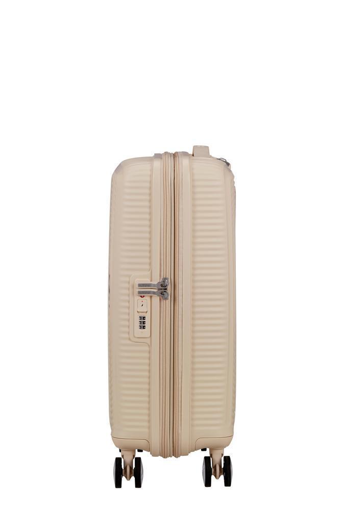 American Tourister Soundbox ekspanderende kabinkoffert 55 cm Coconut Sand-Harde kofferter-BagBrokers
