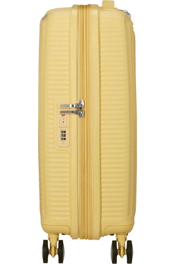 American Tourister Soundbox ekspanderende kabinkoffert 55 cm Pastel Yellow-Harde kofferter-BagBrokers