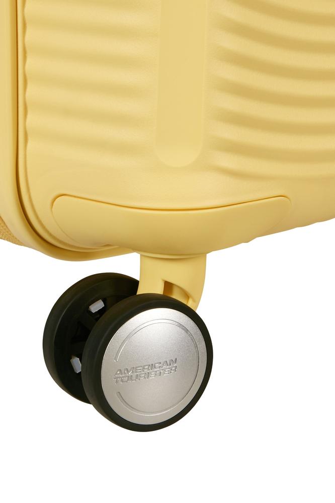 American Tourister Soundbox ekspanderende kabinkoffert 55 cm Pastel Yellow-Harde kofferter-BagBrokers