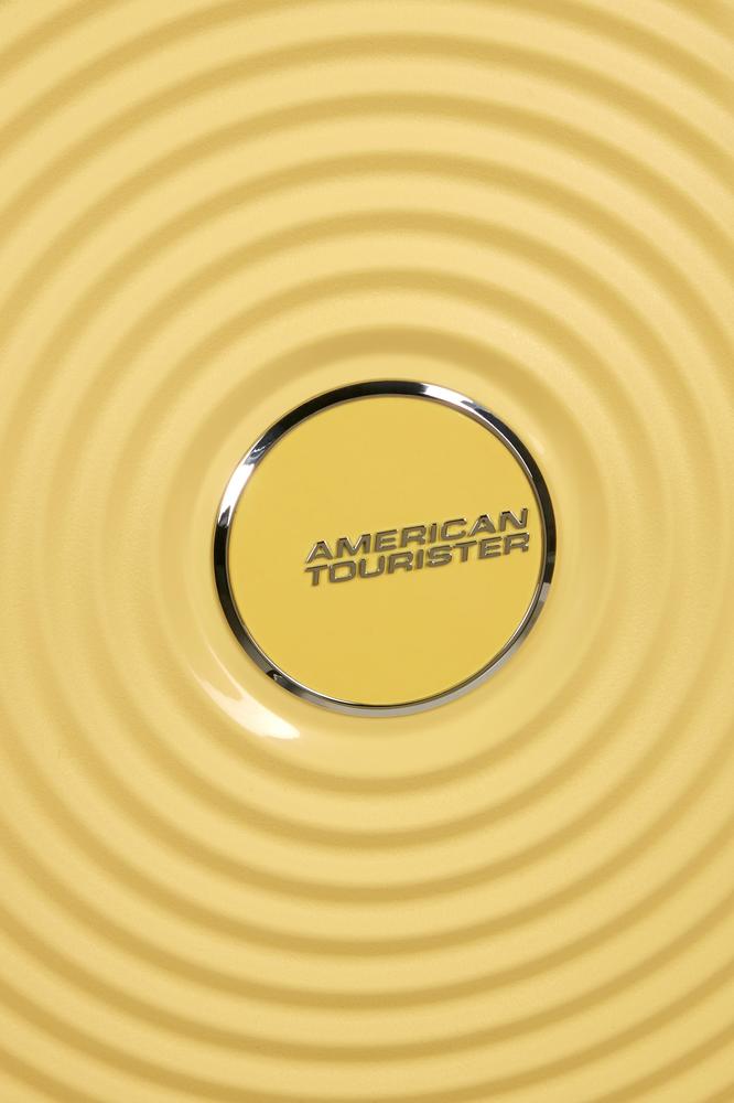 American Tourister Soundbox ekspanderende kabinkoffert 55 cm Pastel Yellow-Harde kofferter-BagBrokers