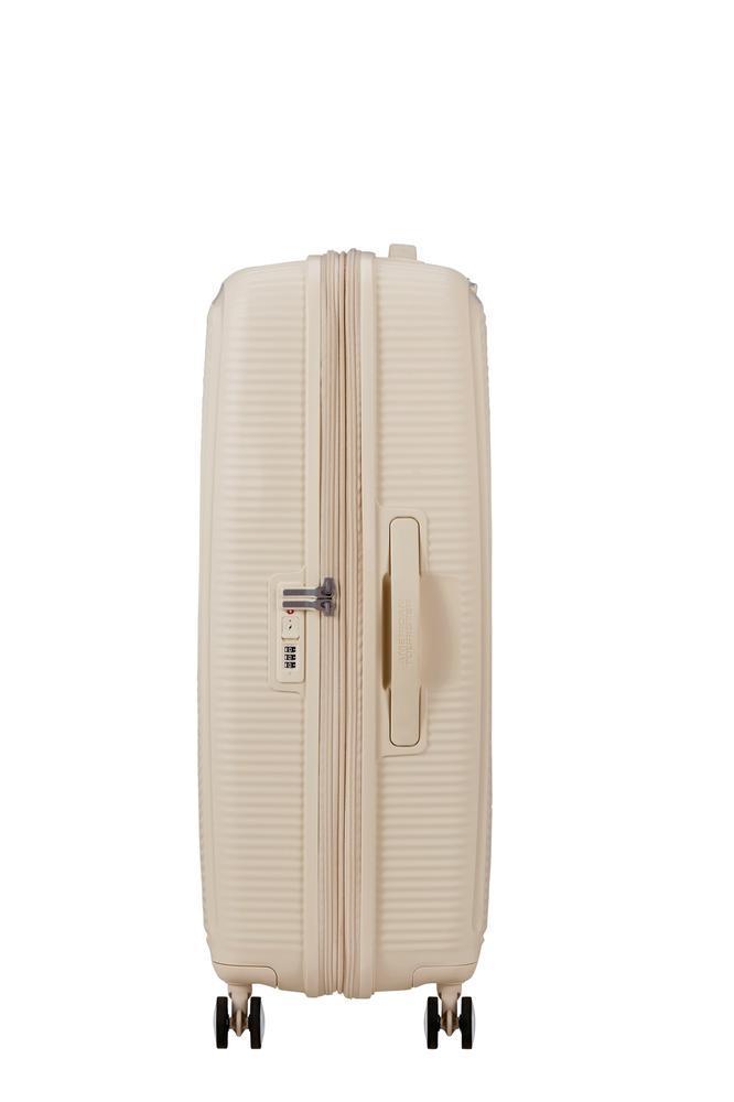 American Tourister Soundbox ekspanderende stor koffert 77 cm Coconut Sand-Harde kofferter-BagBrokers