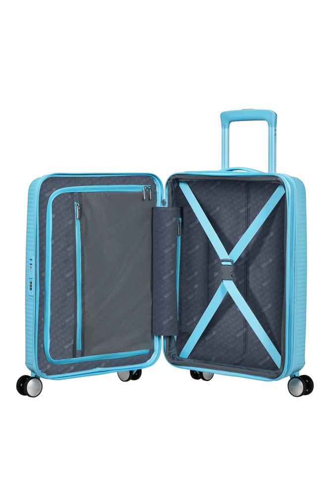 American Tourister Soundbox ekspandernede kabinkoffert 55 cm Blueberry Fizz-Harde kofferter-BagBrokers