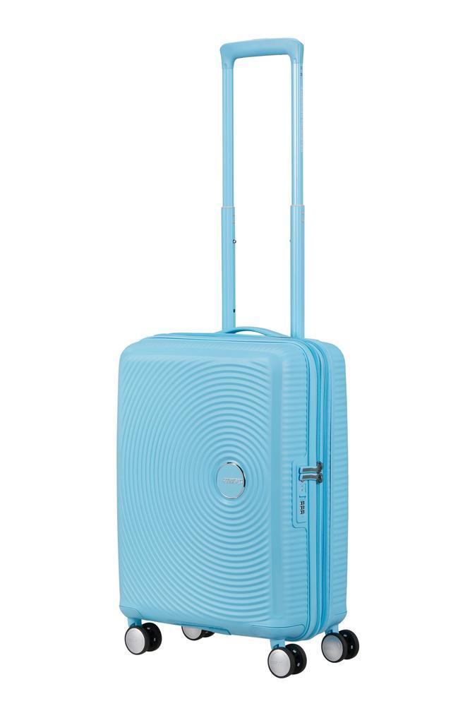 American Tourister Soundbox ekspandernede kabinkoffert 55 cm Blueberry Fizz-Harde kofferter-BagBrokers