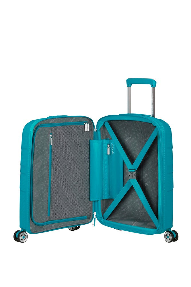 American Tourister StarVibe utvidbar håndbagasje 55 cm Verdigris-Harde kofferter-BagBrokers