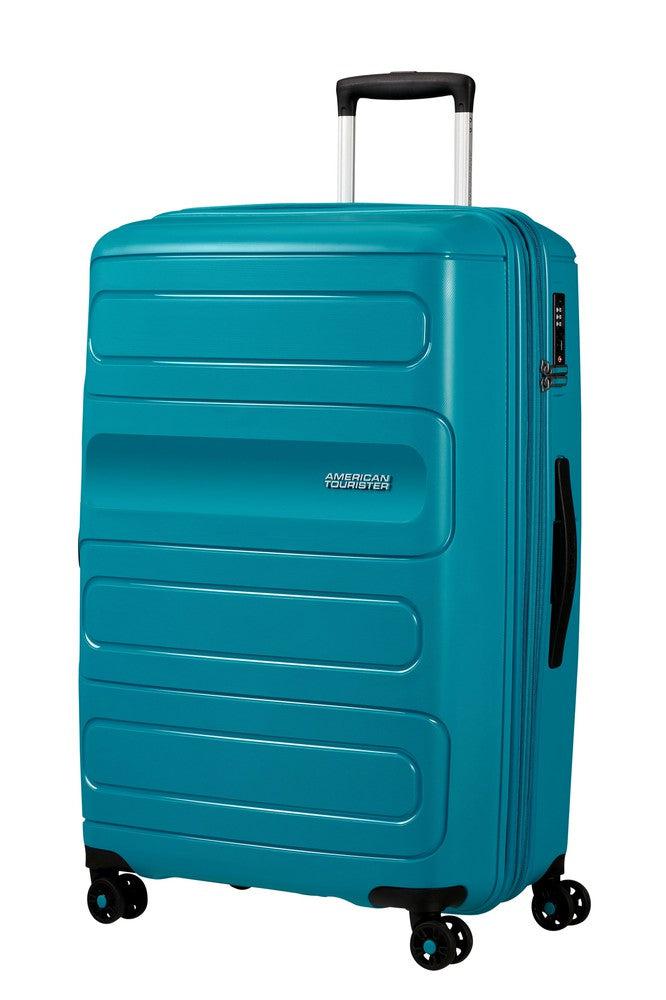 American Tourister Sunside utvidbar stor koffert 77 cm Totally Teal-Harde kofferter-BagBrokers