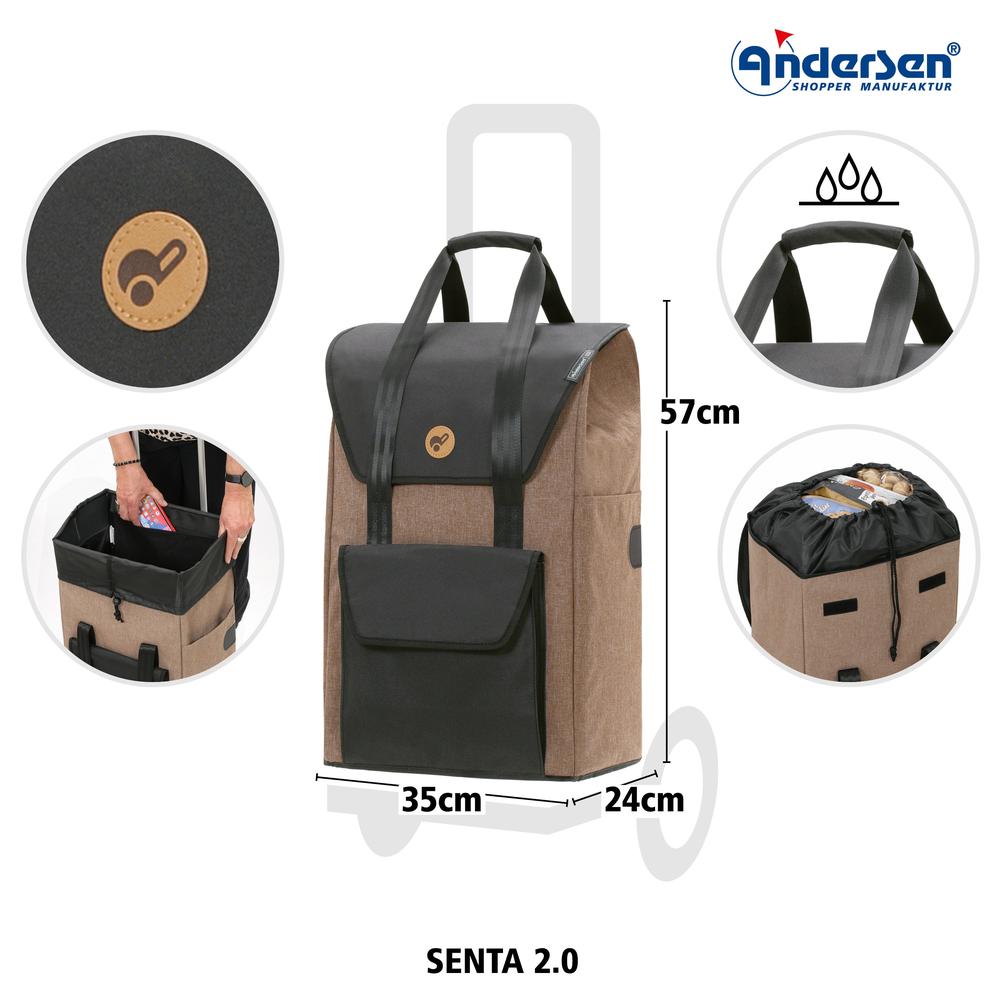 Andersen Komfort Senta 2.0 Trillebag med Stol 49 Liter Sand-Bagger-BagBrokers