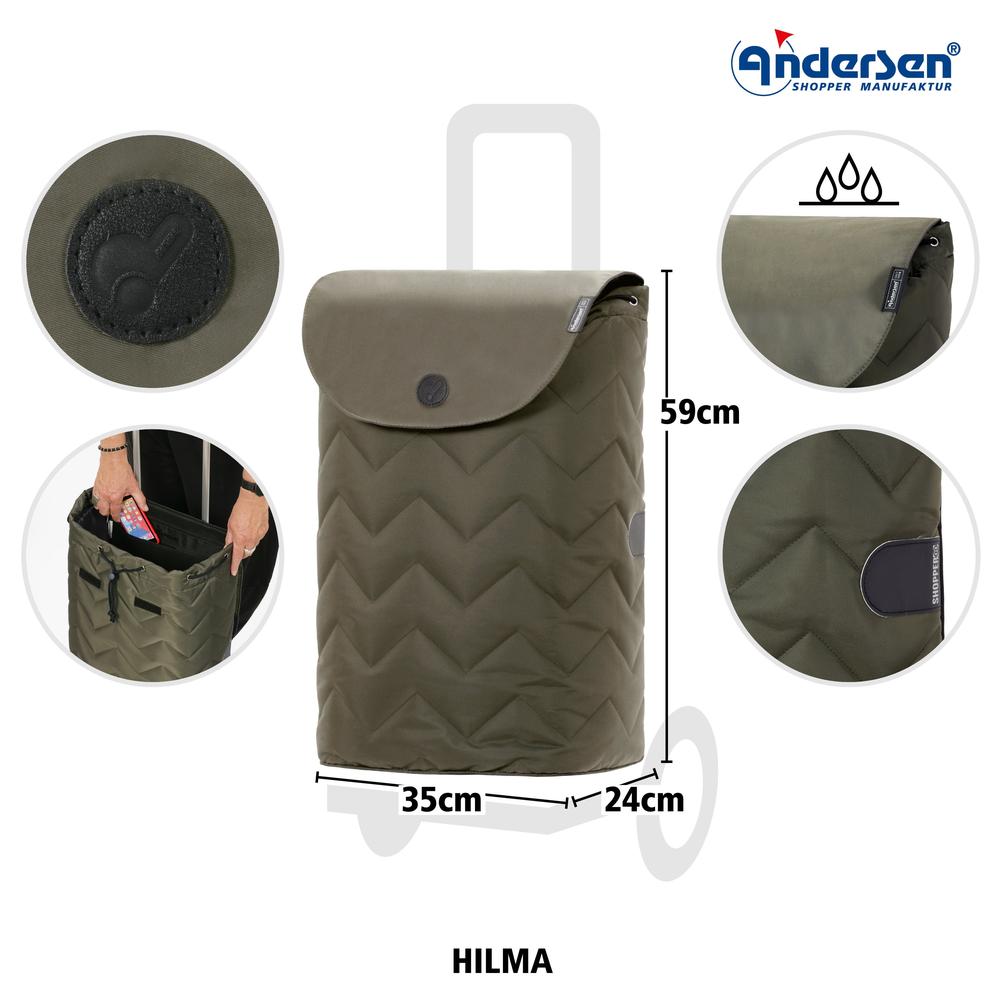 Andersen Royal Shopper HILMA 45 Liter Trillebag Oliven-Bagger-BagBrokers