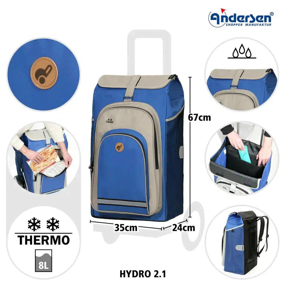 Andersen Royal Shopper Hydro 2.1 XL 29 cm Luftdekk med kulelager Blå-Trillevogn-BagBrokers