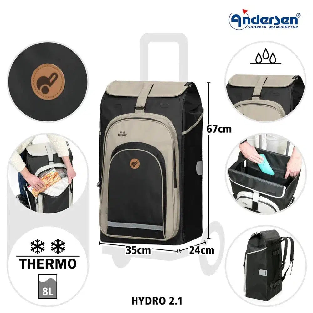 Andersen Royal Shopper Hydro 2.1 XL 29 cm Luftdekk med kulelager Svart-Trillevogn-BagBrokers