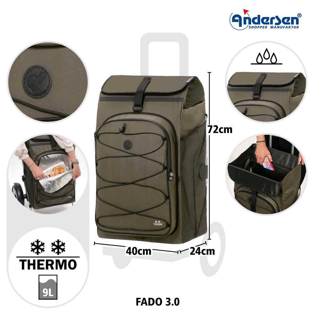 Andersen Royal Shopper Plus FADO 3.0 Luftdekk med kulelager 74 Liter Oliven-Trillevogn-BagBrokers