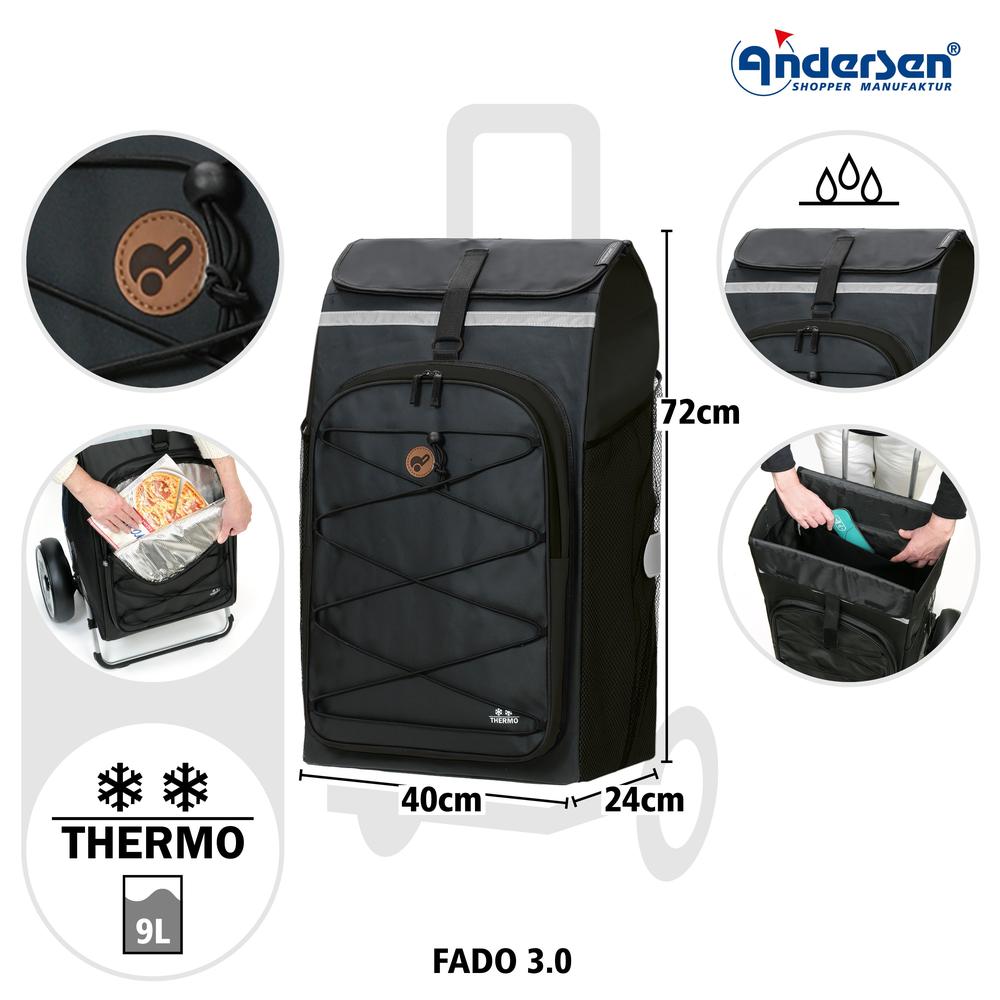 Andersen Royal Shopper Plus FADO 3.0 Luftdekk med kulelager 74 Liter Svart-Trillevogn-BagBrokers
