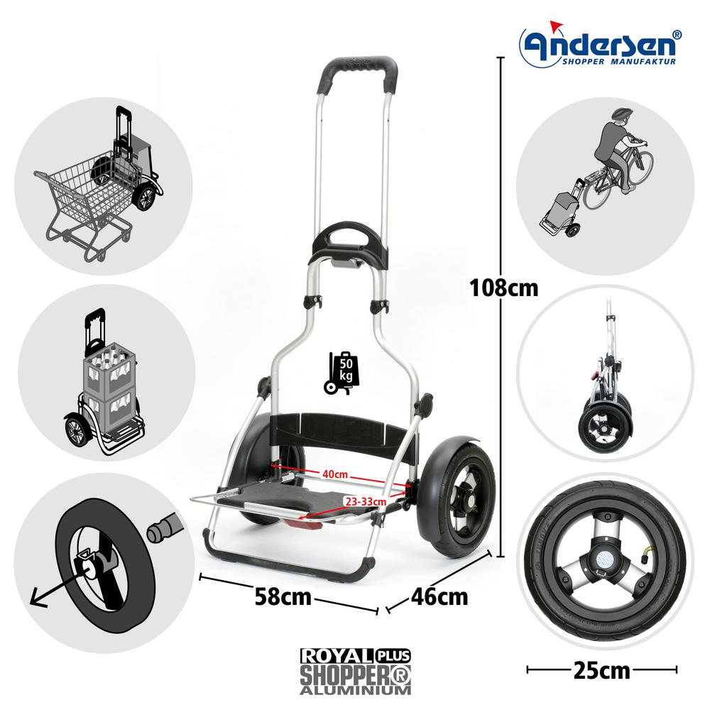 Andersen Royal Shopper Plus FADO 3.0 Luftdekk med kulelager 74 Liter Oliven-Trillevogn-BagBrokers