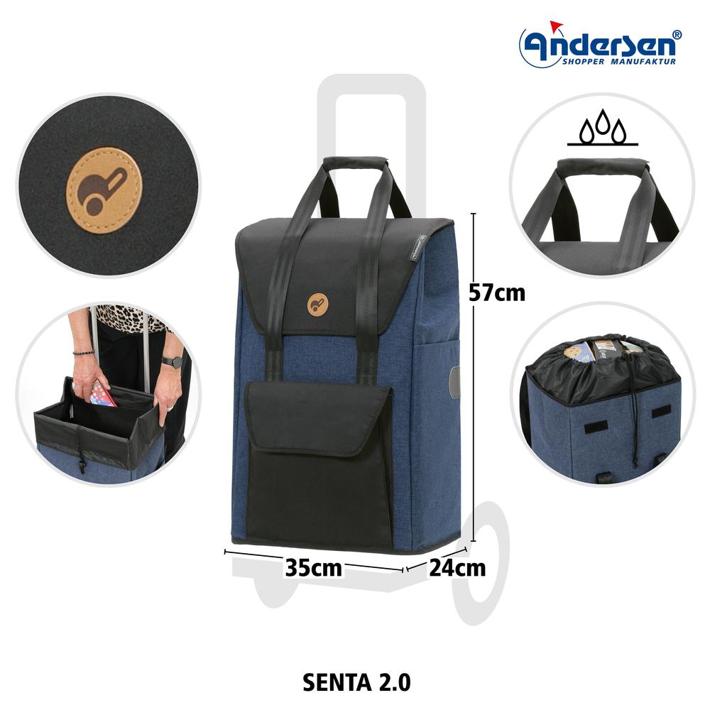 Andersen Royal Shopper Senta 2.0 49 Liter Trillebag Blå 3,7 kg-Bagger-BagBrokers