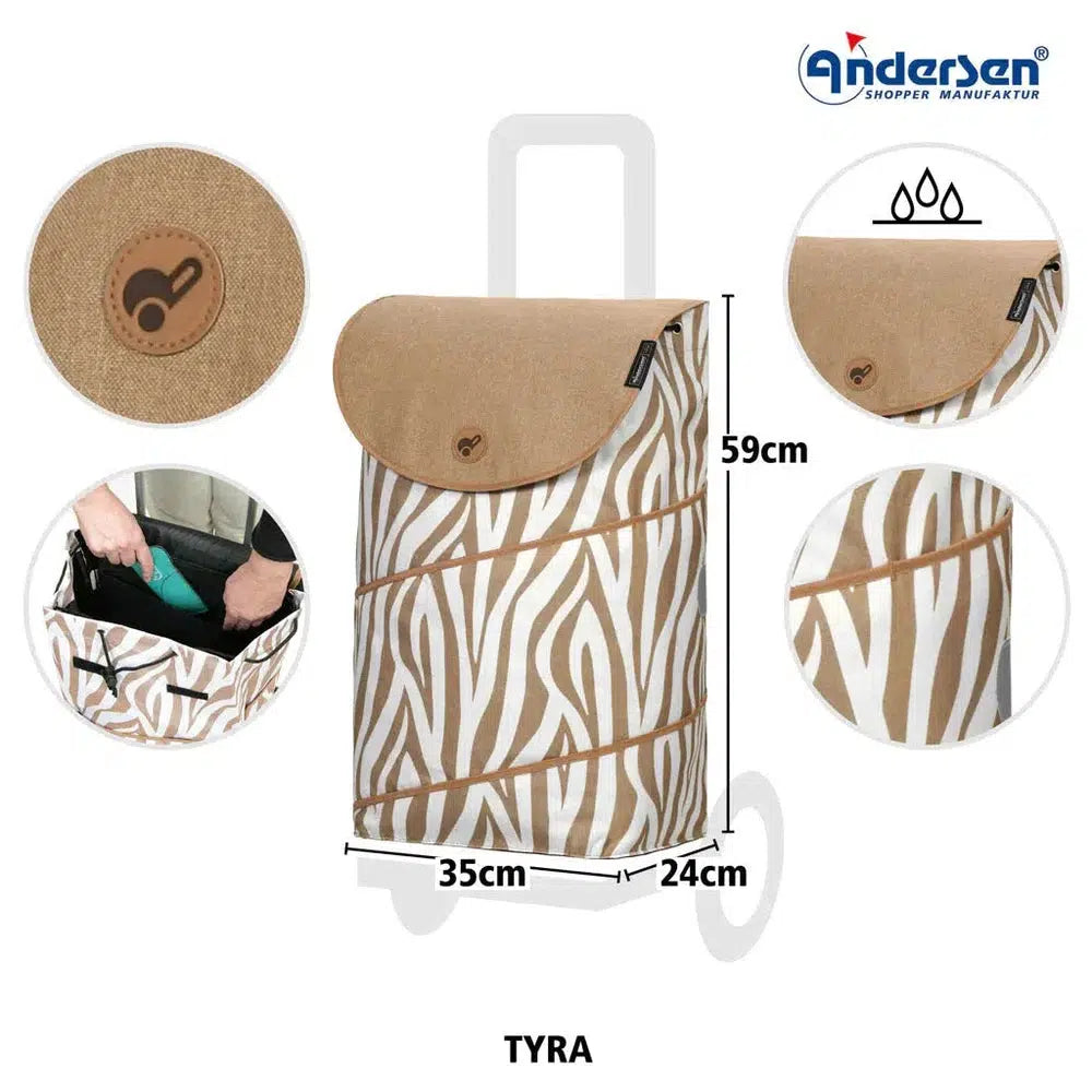 Andersen Royal Shopper TYRA Trillebag 46 Liter ZEBRA-Bagger-BagBrokers