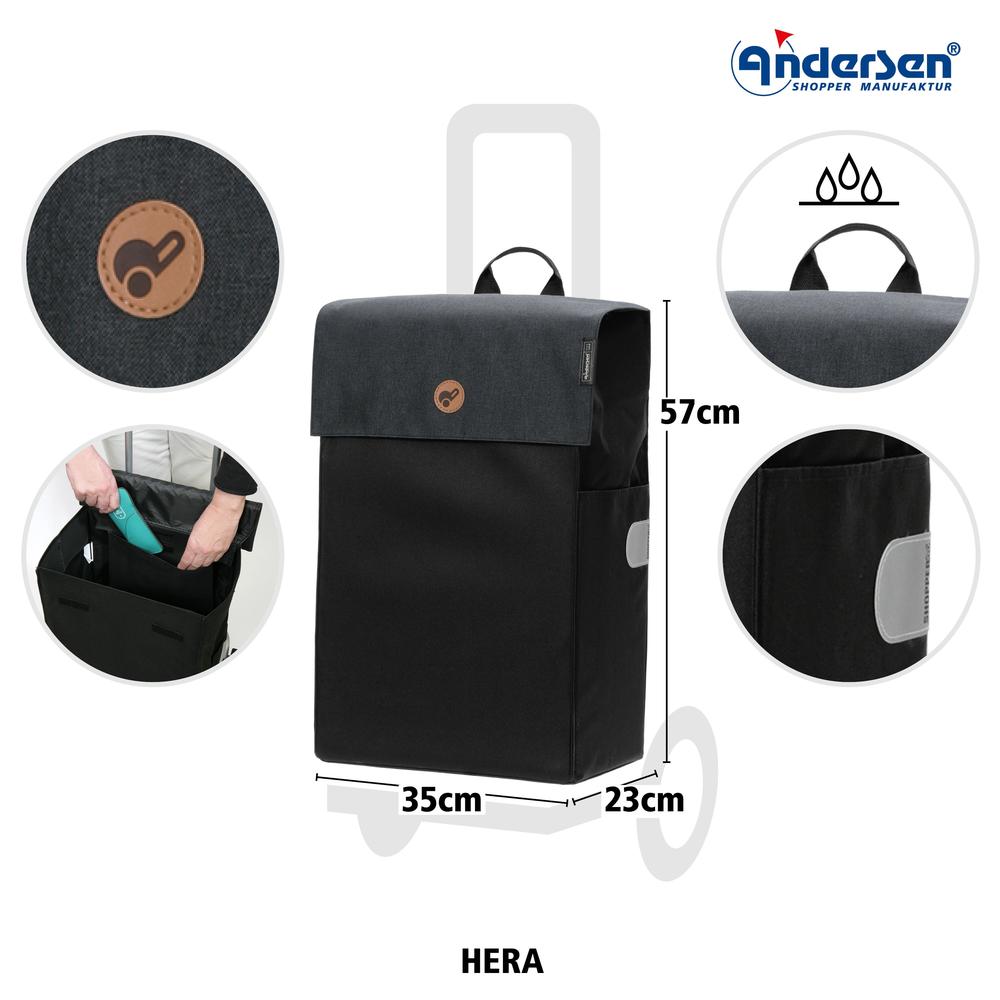 Andersen Shopper Alu star Trillebag 47 Liter HERA Svart-Bagger-BagBrokers