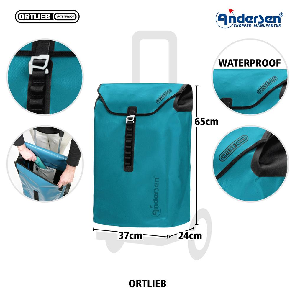 Andersen Tura Shopper ORTLIEB 29 cm Luftdekk med kulelager 49 Liter Petroleumsblå-Trillevogn-BagBrokers