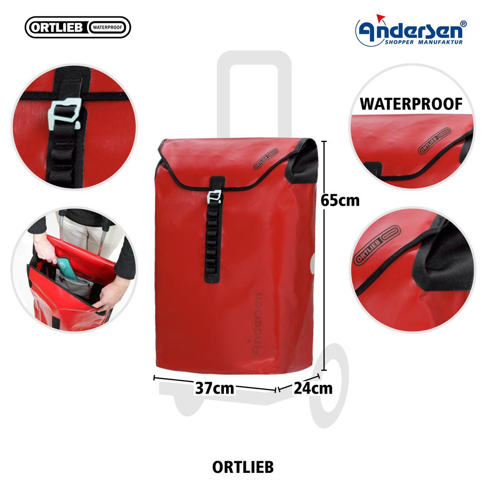 Andersen Tura Shopper ORTLIEB 29 cm Luftdekk med kulelager 49 Liter Rød-Trillevogn-BagBrokers