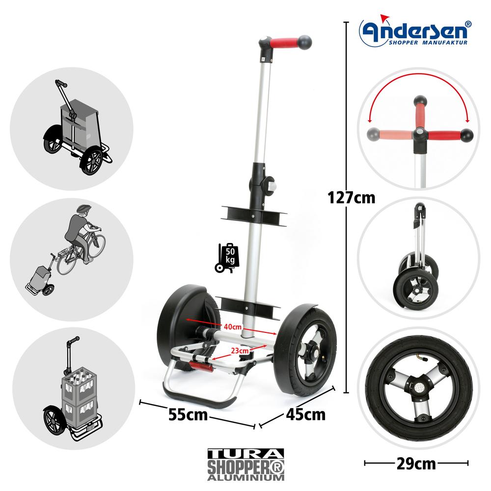 Andersen Tura Shopper ORTLIEB 29 cm Luftdekk med kulelager 49 Liter Rød-Trillevogn-BagBrokers