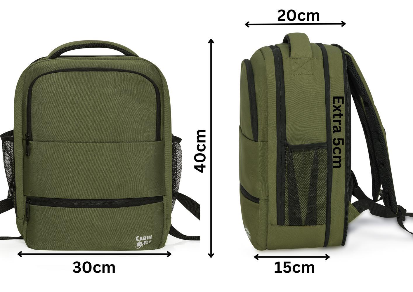 CabinFly Aircruiser Backpack utvidbar 40x30x 15/20 cm Green-Ryggsekker-BagBrokers