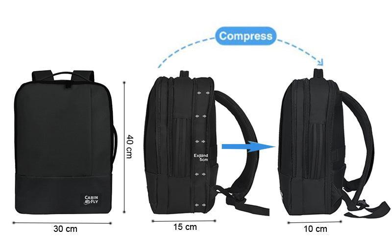 CabinFly Bellanca Ryanair 40x30x10 cm utvidbar PC-sekk 15" Black-Ryggsekker-BagBrokers