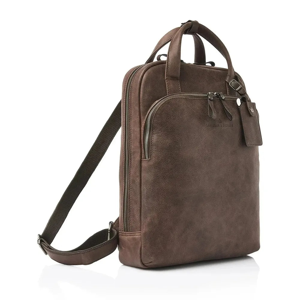 Castelijn & Beerens Carisma Pc-Ryggsekk i skinn 15,6" RFID Mocca-Ryggsekker-BagBrokers