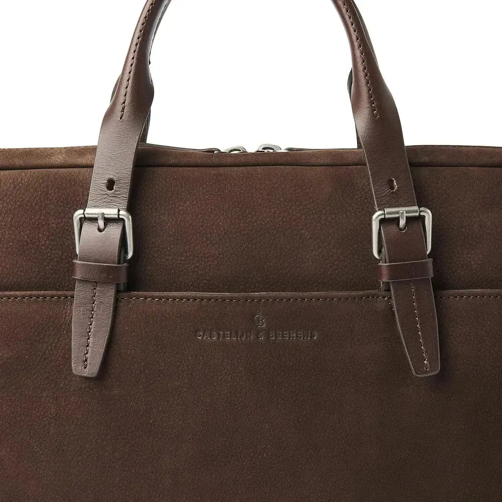 Castelijn & Beerens Nubuck Laptop Bag 15.6" RFID Mocca-Veske-BagBrokers