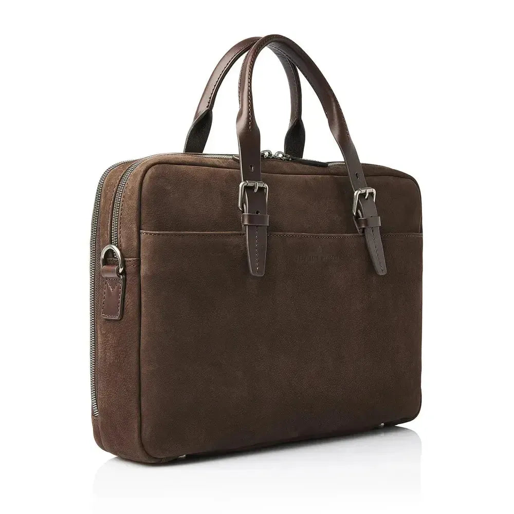 Castelijn & Beerens Nubuck Laptop Bag 2 rom 15.6" RFID Mocca-Veske-BagBrokers