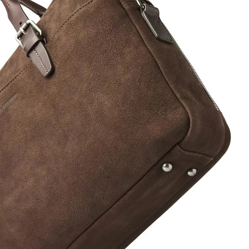 Castelijn & Beerens Nubuck Laptop Bag 2 rom 15.6" RFID Mocca-Veske-BagBrokers